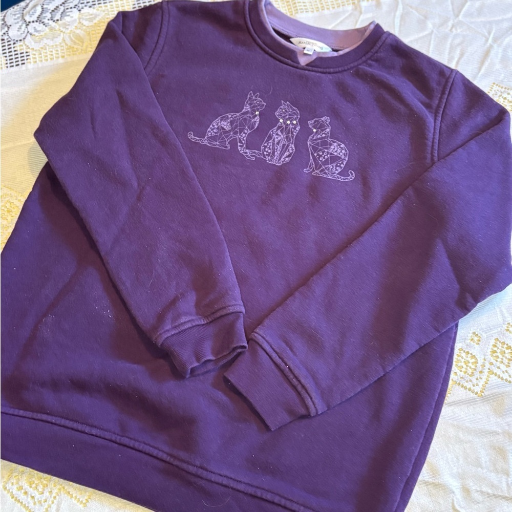 Vintage Northern Reflections Purple Crewneck Sweatshirt with Cat Graphic - Picture 2 of 8